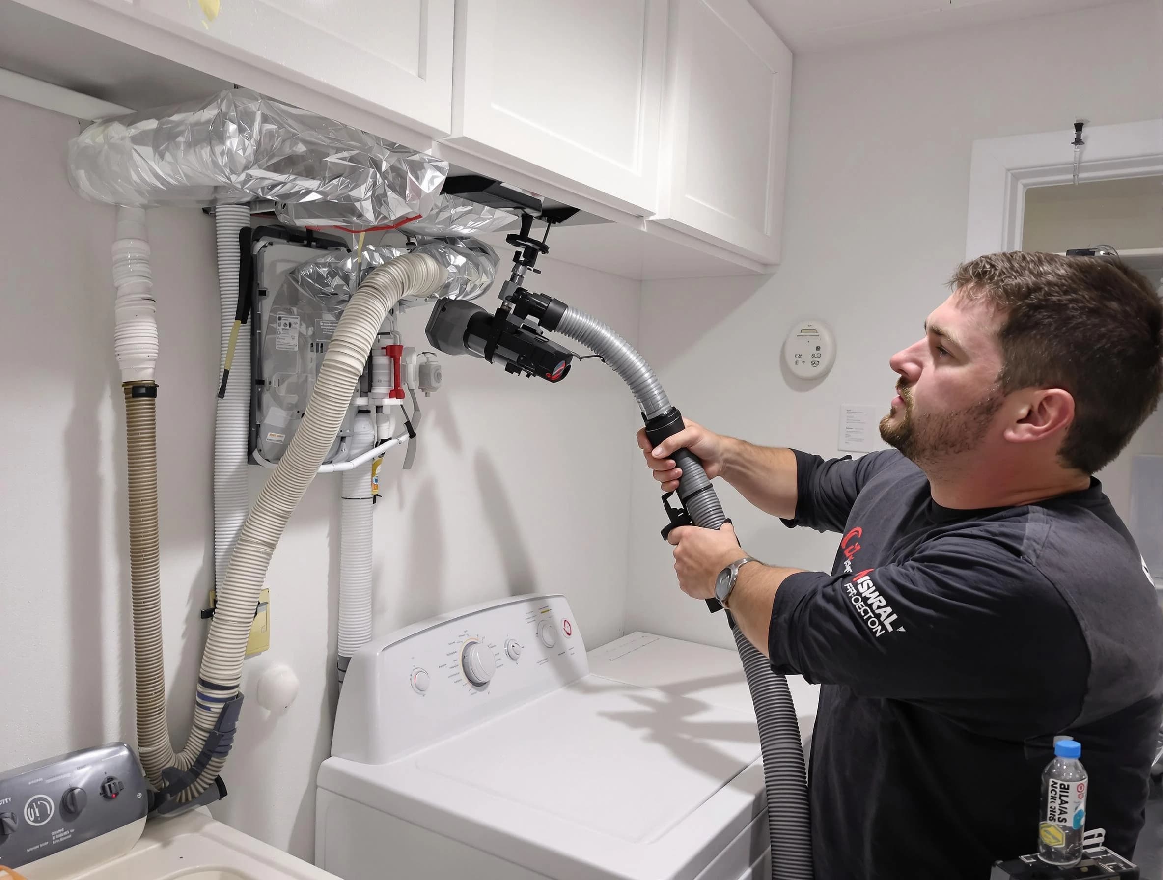 Enon Dryer Vent Cleaning certified technician performing safety-focused gas dryer vent cleaning in Enon