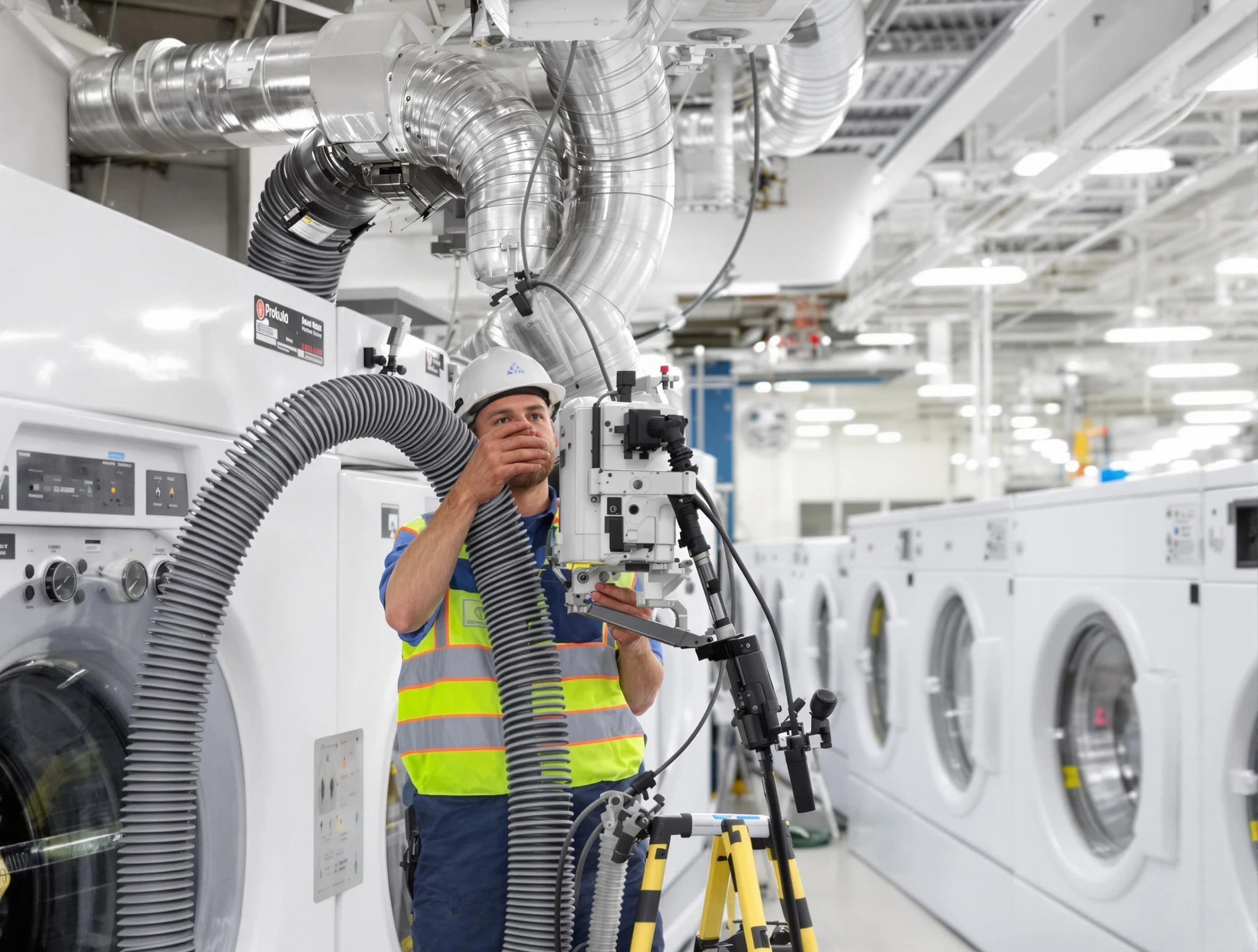 Enon Dryer Vent Cleaning team performing commercial-grade dryer vent cleaning at a business facility in Enon
