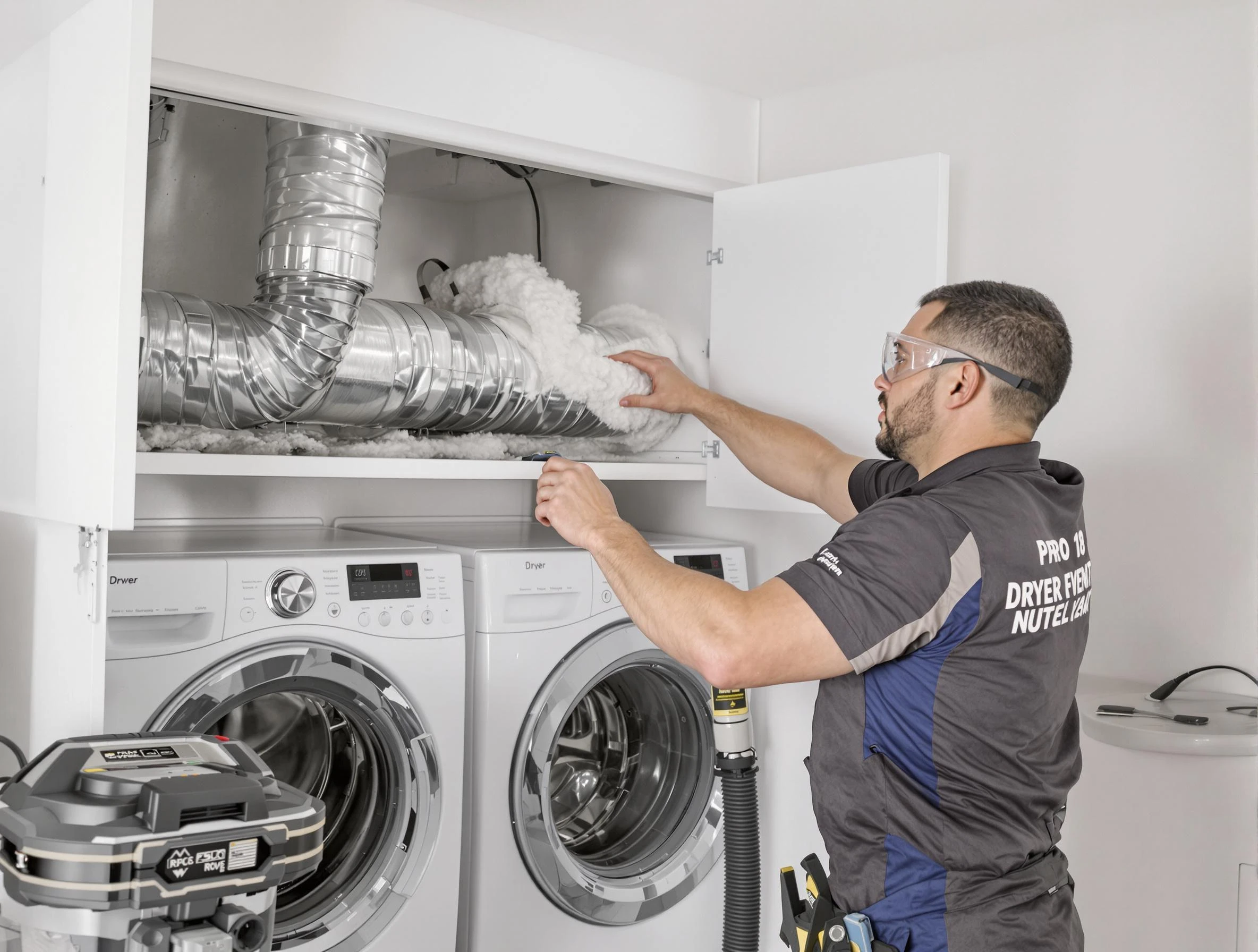 Enon Dryer Vent Cleaning certified technician performing specialized gas dryer vent cleaning in Enon