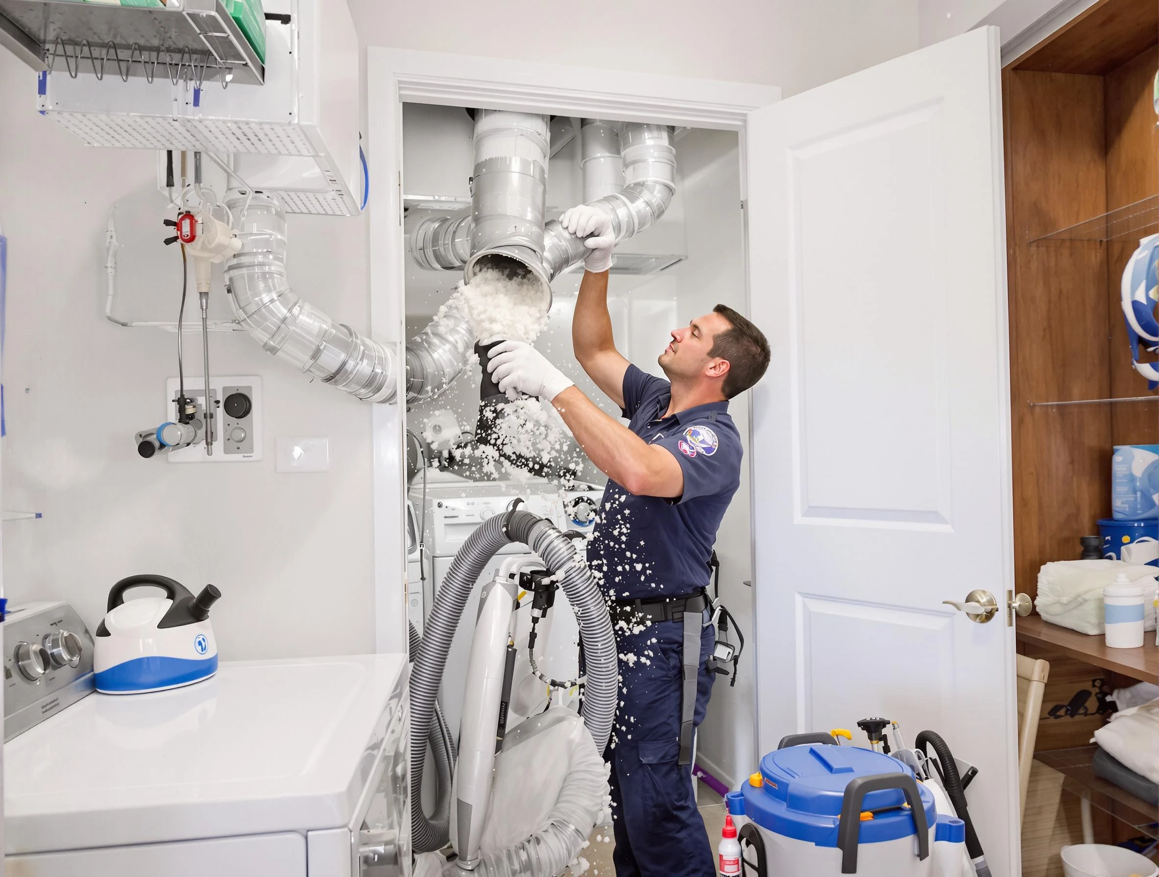Enon Dryer Vent Cleaning technician delivering thorough residential dryer vent cleaning service in Enon